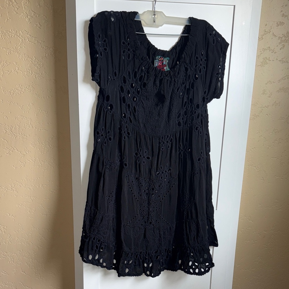 Johnny Was Babydoll Mini Dress S Eyelet
